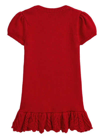 Abito per neonata Polo Ralph Lauren Kids rosso con intarsio Polo Bear